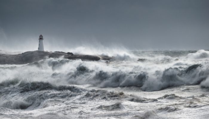 lighthouse stormy seas