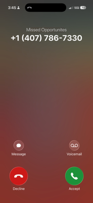 ROAR! Caller ID image of call screen on iphone