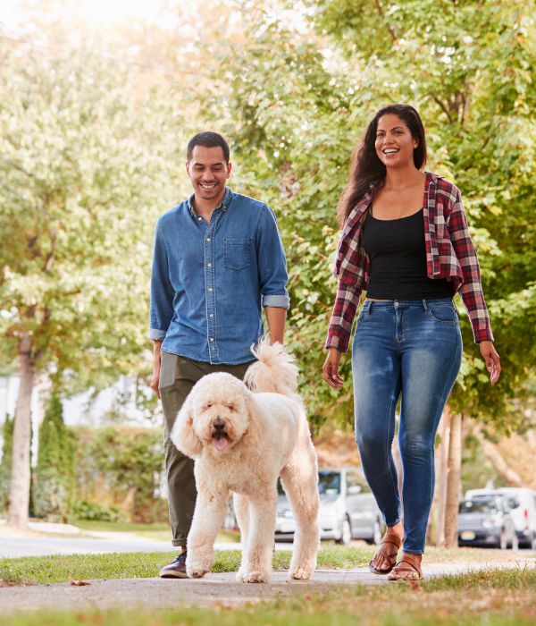 young couple walking