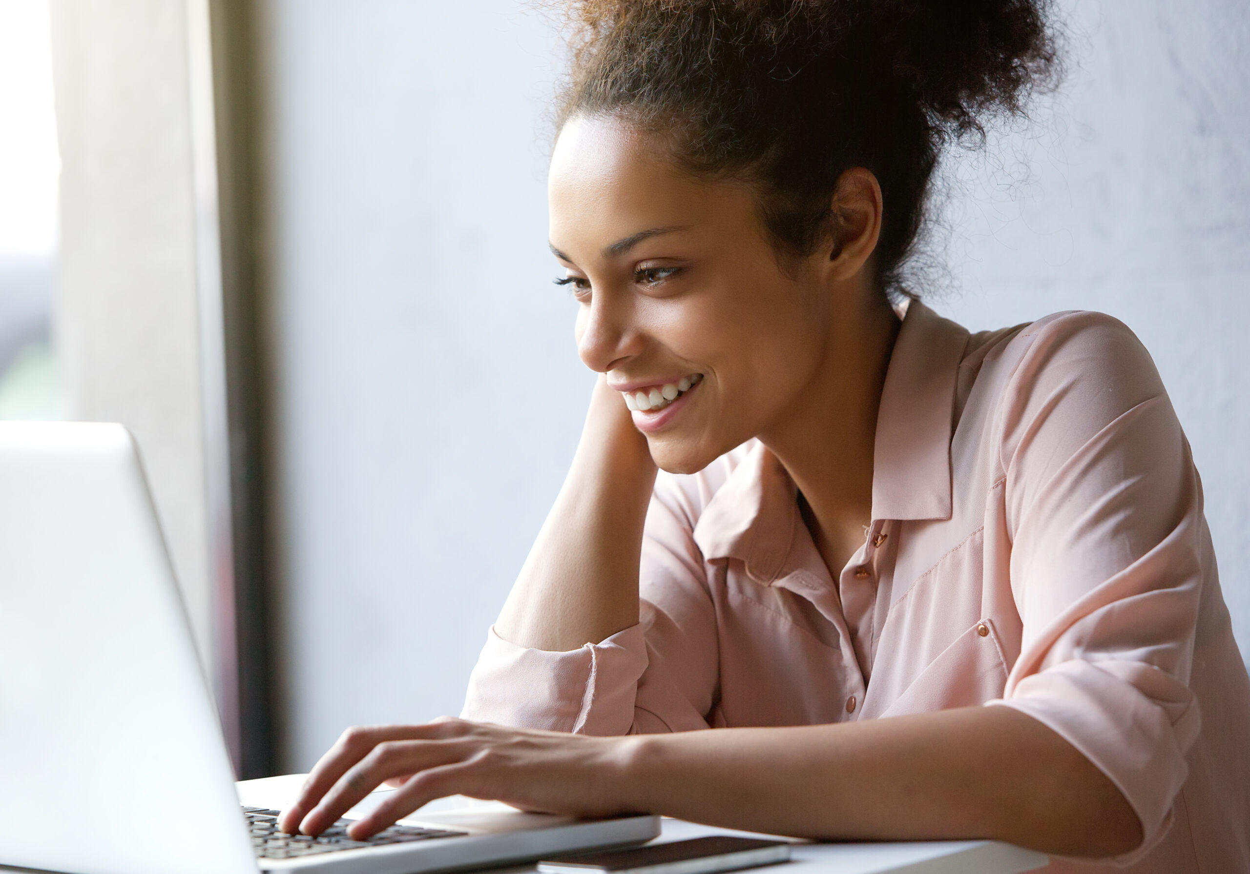 Woman working on a laptop